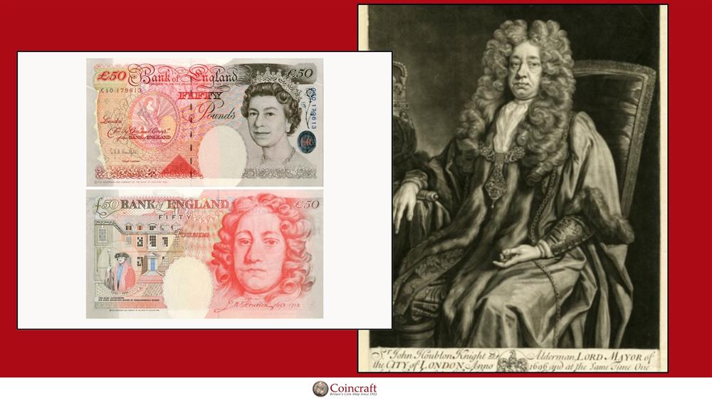 English Banknote Honouring Sir John Houblon First Governor of the Bank of England)